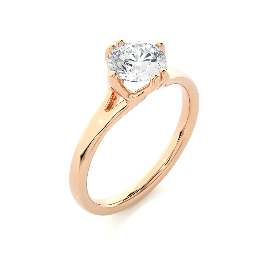 Gold Round Solitaire Engagement Ring for Women | Classic Diamond Wedding Ring