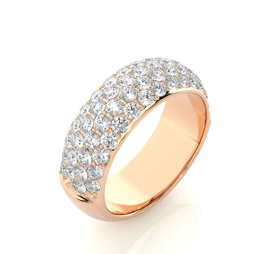 Luxury Multi-Row Diamond Gold Band Ring