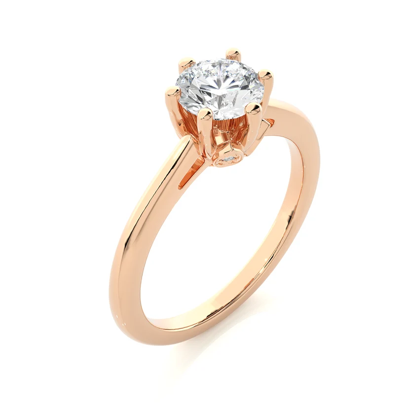 Classic Round Solitaire Diamond Engagement Ring in 10K/14K/18K Yellow Gold