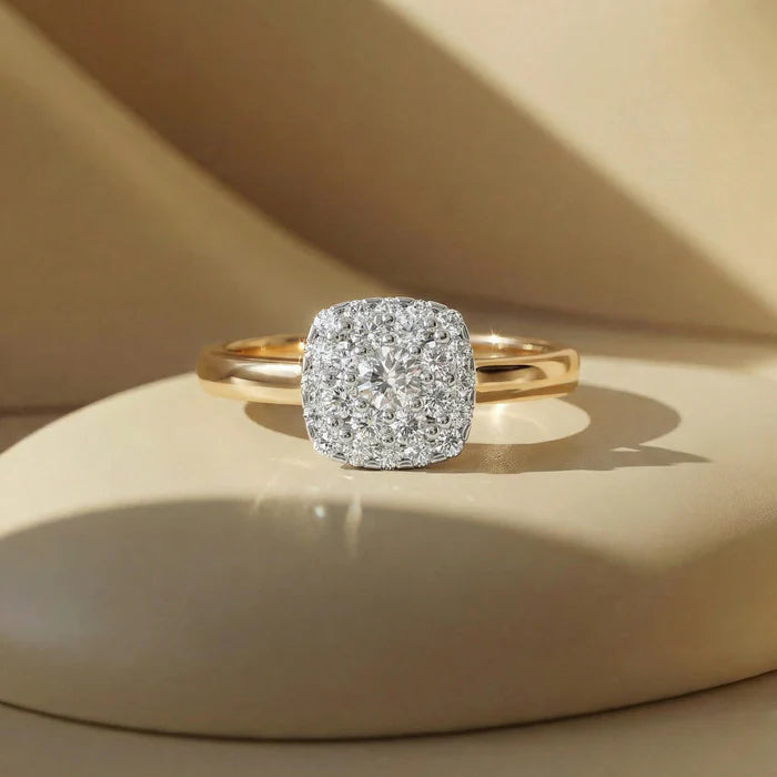 Cushion Halo Cluster Diamond Ring