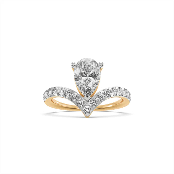V-Shaped Pear Diamond Ring
