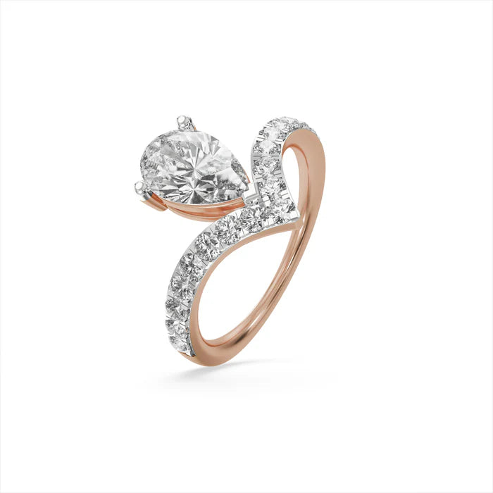V-Shaped Pear Diamond Ring