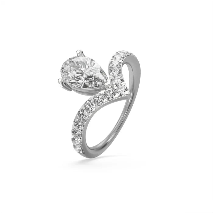 V-Shaped Pear Diamond Ring
