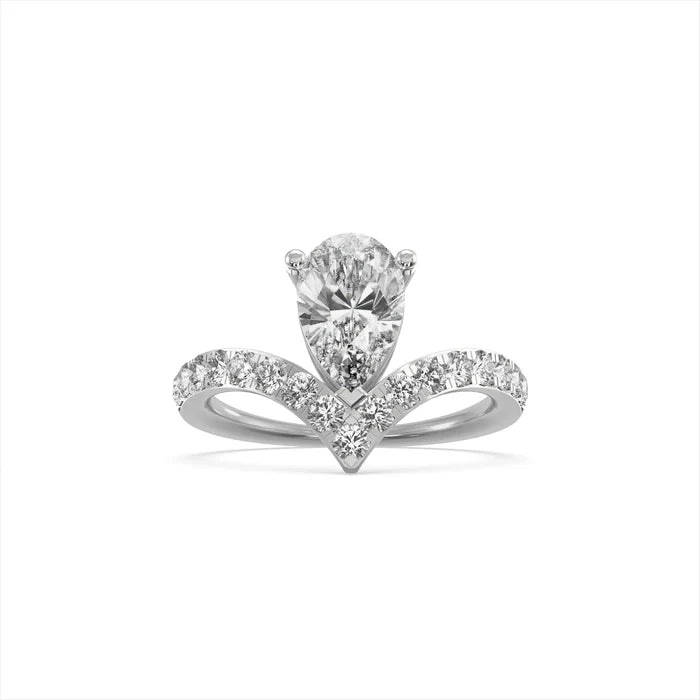V-Shaped Pear Diamond Ring