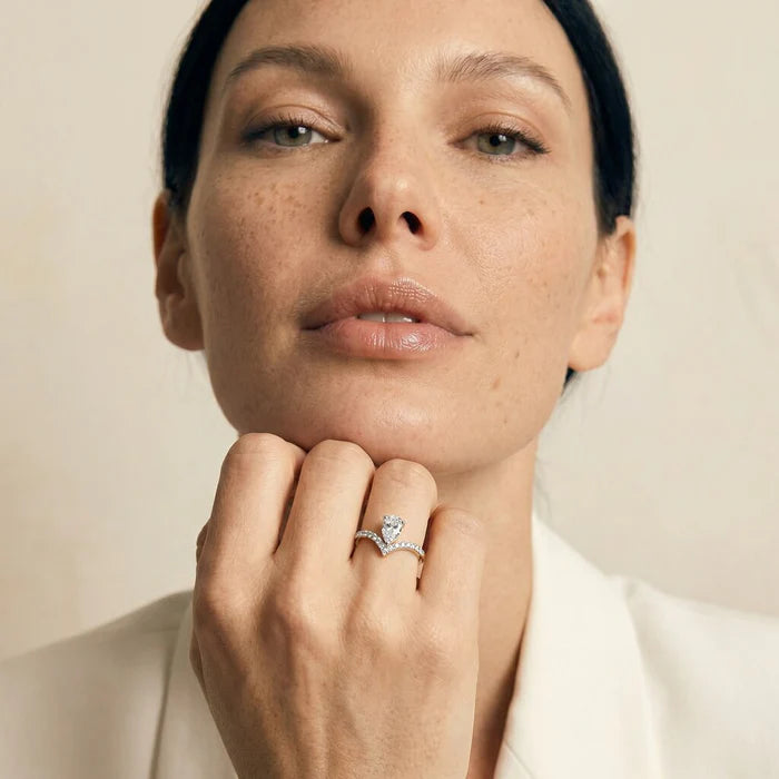 V-Shaped Pear Diamond Ring