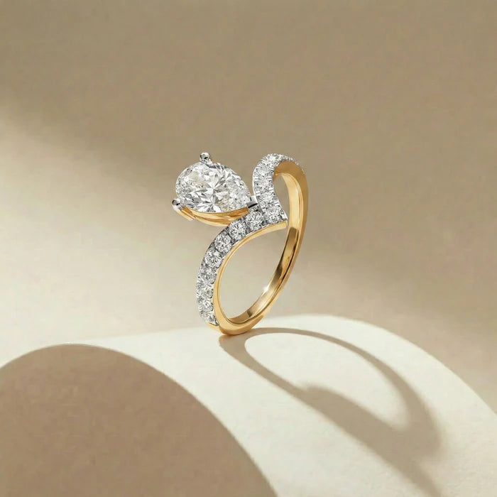 V-Shaped Pear Diamond Ring