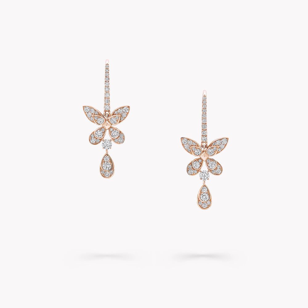 Pavé Butterfly Diamond Drop Earrings