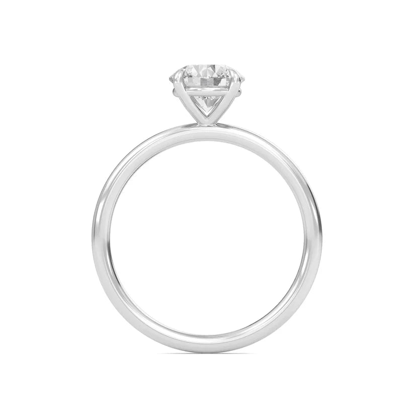 Round Cut Diamond Solitaire Engagement Ring | Solid Yellow, Rose, White Gold | Classic Four-Prong Setting | Gift for Her