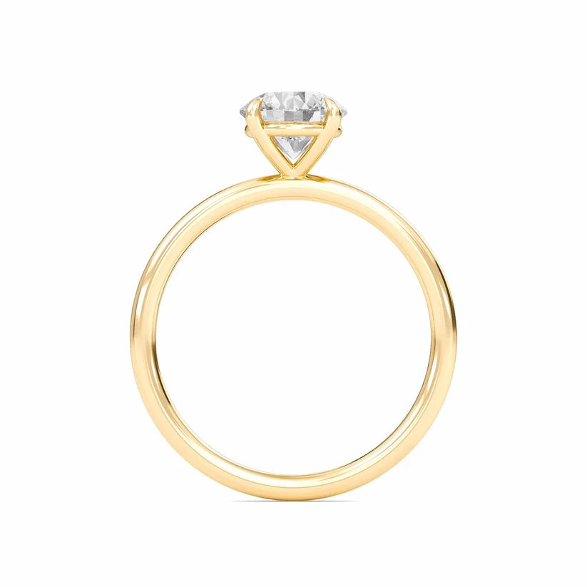 Round Cut Diamond Solitaire Engagement Ring | Solid Yellow, Rose, White Gold | Classic Four-Prong Setting | Gift for Her