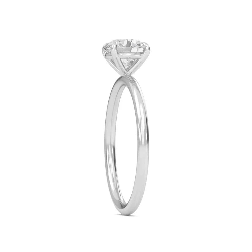 Round Cut Diamond Solitaire Engagement Ring | Solid Yellow, Rose, White Gold | Classic Four-Prong Setting | Gift for Her