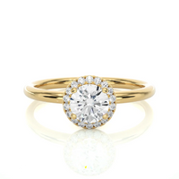 Gold Round Halo Solitaire Engagement Ring for Women | Diamond Halo Wedding Ring