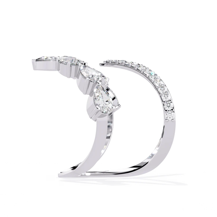 Chevron Diamond Ring Enhancer Guard in Solid Gold | Double V Wedding Ring Jacket