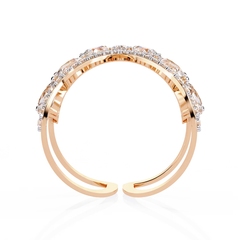 Chevron Diamond Ring Enhancer Guard in Solid Gold | Double V Wedding Ring Jacket