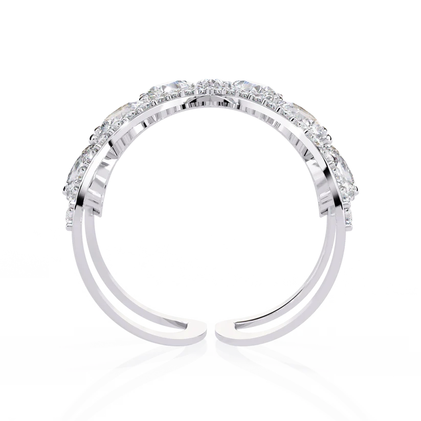 Chevron Diamond Ring Enhancer Guard in Solid Gold | Double V Wedding Ring Jacket
