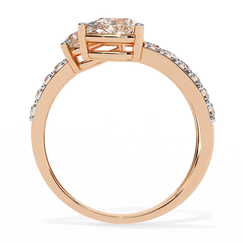 Triple Pear Diamond Bypass Wrap Ring in Solid Gold | Open Spiral Diamond Statement Ring