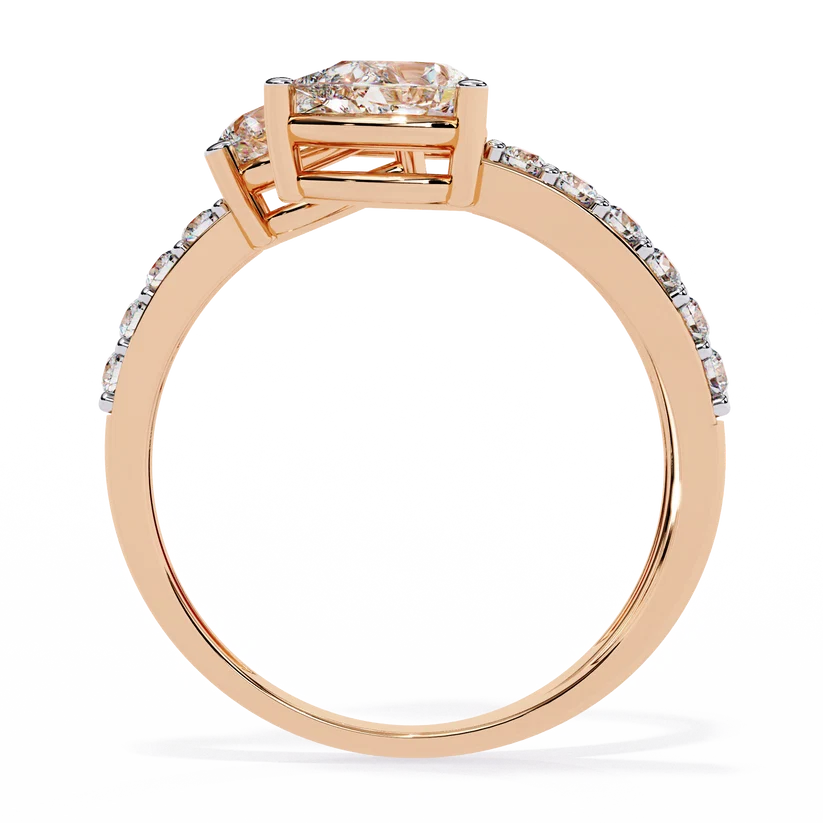 Triple Pear Diamond Bypass Wrap Ring in Solid Gold | Open Spiral Diamond Statement Ring
