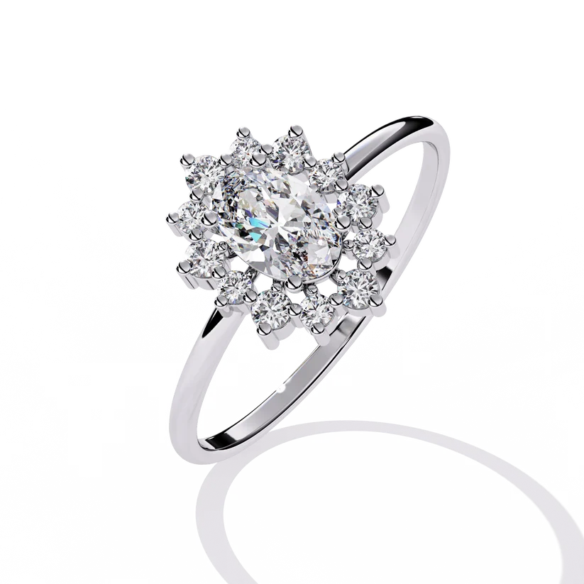 Royal Radiance Oval Diamond Halo Gold Engagement Ring  Other premium options: