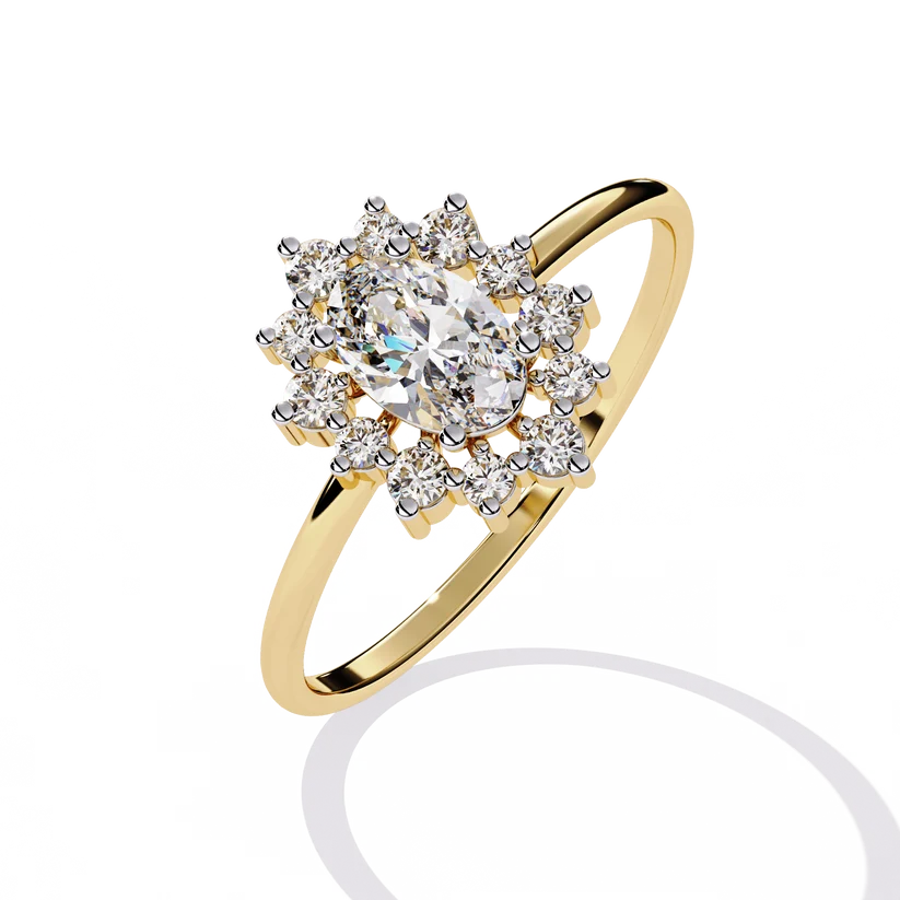 Royal Radiance Oval Diamond Halo Gold Engagement Ring  Other premium options: