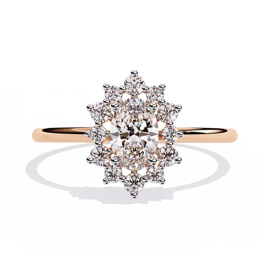 Royal Radiance Oval Diamond Halo Gold Engagement Ring  Other premium options: