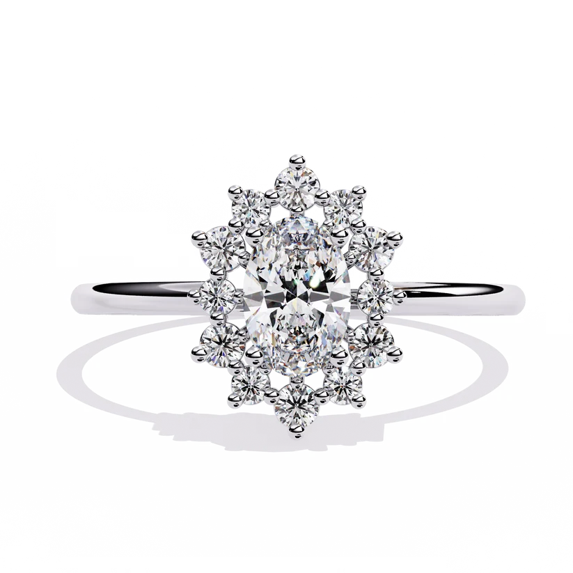 Royal Radiance Oval Diamond Halo Gold Engagement Ring  Other premium options: