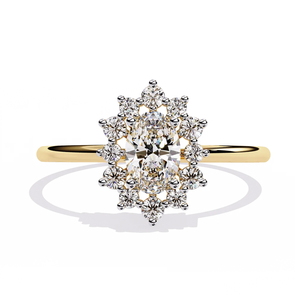Royal Radiance Oval Diamond Halo Gold Engagement Ring  Other premium options: