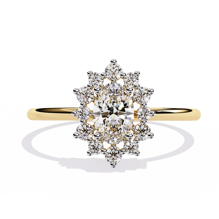Royal Radiance Oval Diamond Halo Gold Engagement Ring  Other premium options: