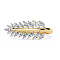 Marquise Diamond Leaf Vine Gold Ring – Elegant Nature-Inspired Statement Ring
