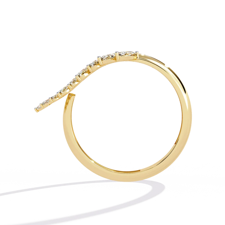 Marquise Diamond Leaf Vine Gold Ring – Elegant Nature-Inspired Statement Ring