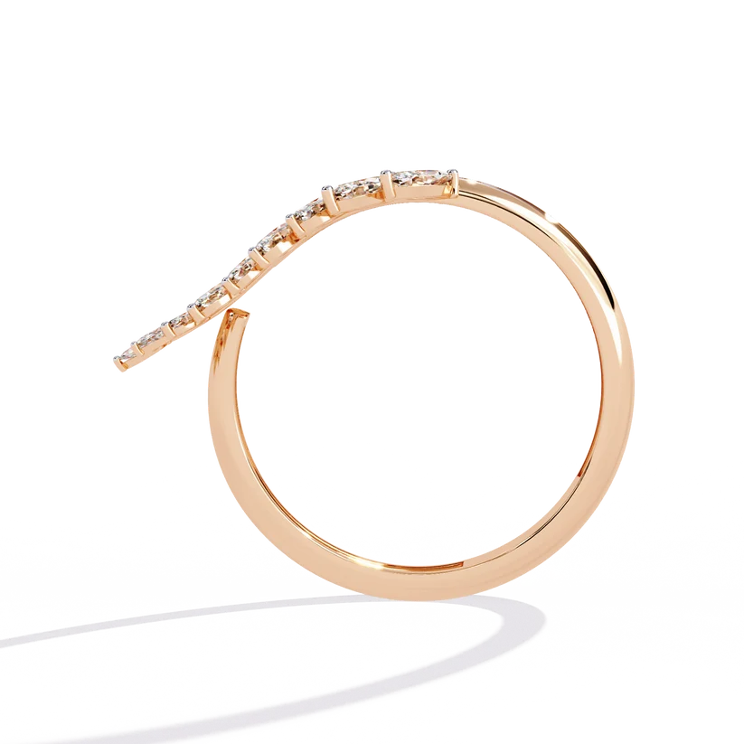 Marquise Diamond Leaf Vine Gold Ring – Elegant Nature-Inspired Statement Ring