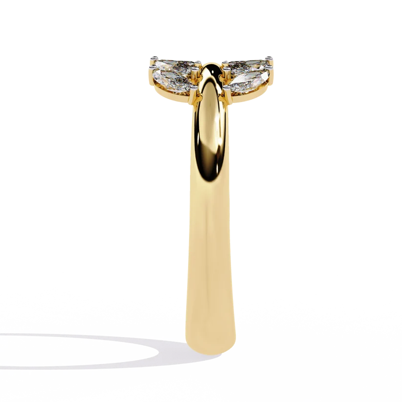Marquise Diamond Leaf Vine Gold Ring – Elegant Nature-Inspired Statement Ring