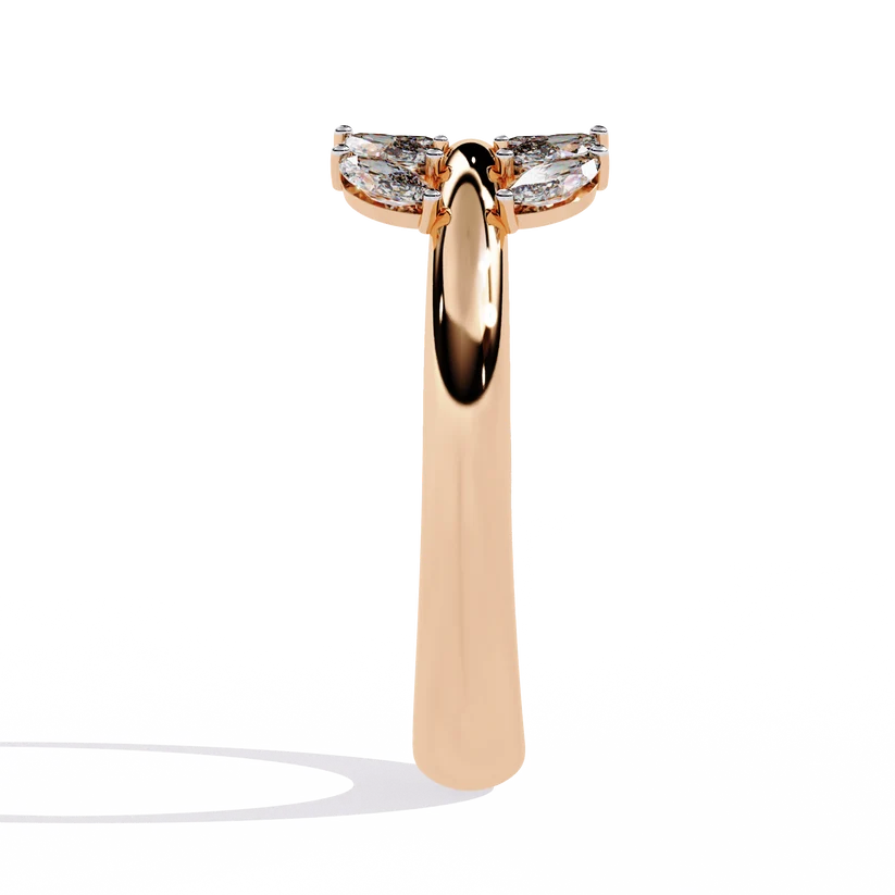 Marquise Diamond Leaf Vine Gold Ring – Elegant Nature-Inspired Statement Ring