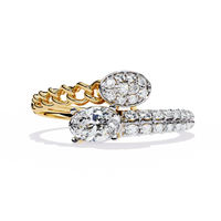 Oval Diamond Cluster Twist Gold Ring – Elegant Double-Band Statement Ring