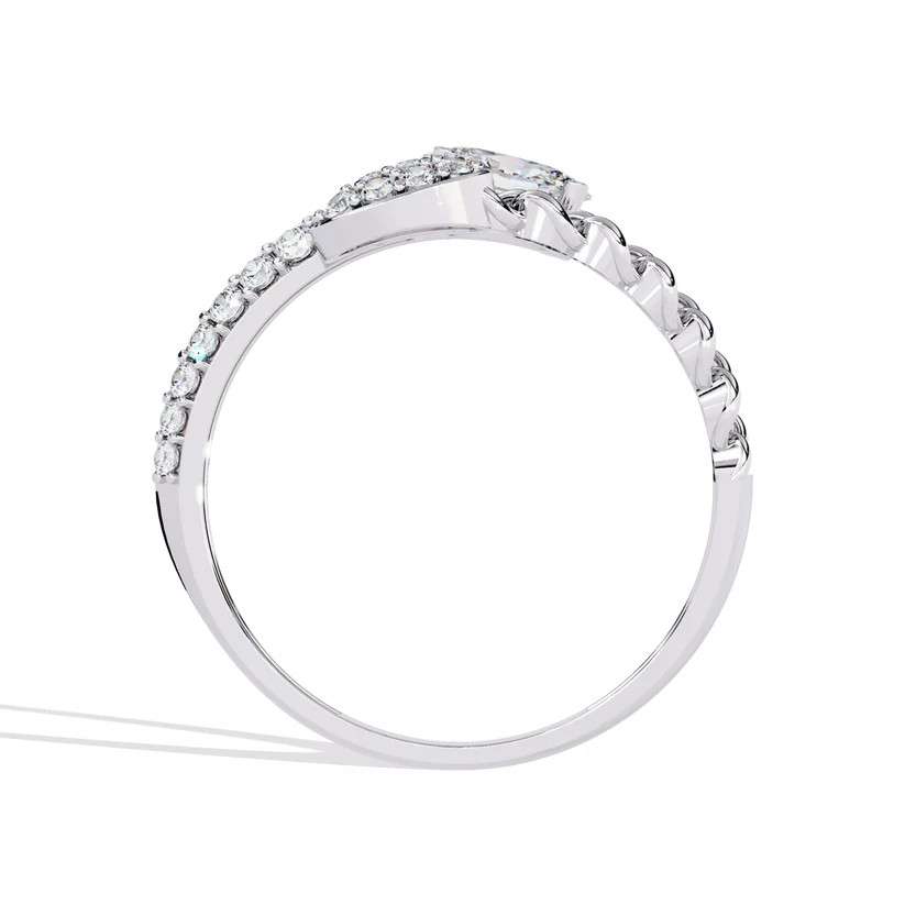 Oval Diamond Cluster Twist Gold Ring – Elegant Double-Band Statement Ring