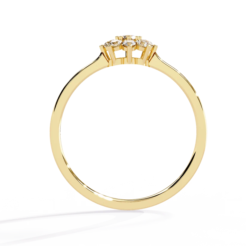 Floral Diamond Cluster Gold Ring – Elegant Flower Halo Engagement Ring