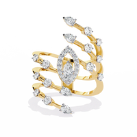 Marquise Diamond Multi-Band Gold Ring – Luxury Double Halo Statement Ring