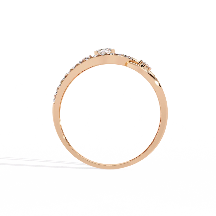 Oval Diamond Bypass Split Shank Engagement Ring in Solid Gold