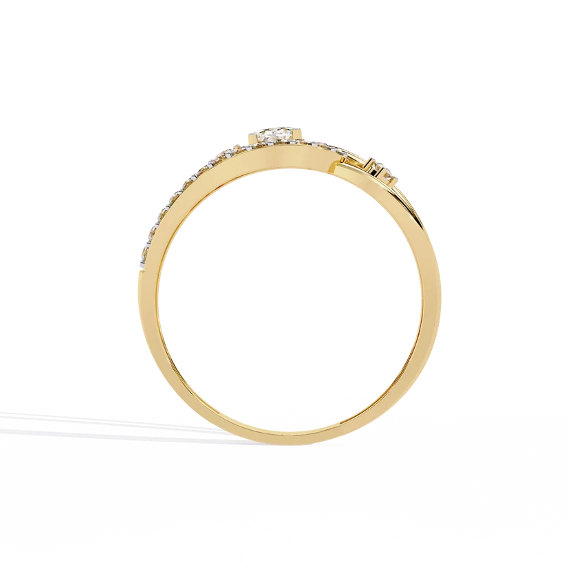 Oval Diamond Bypass Split Shank Engagement Ring in Solid Gold