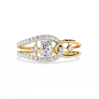 Oval Diamond Bypass Split Shank Engagement Ring in Solid Gold