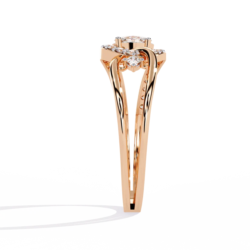Oval Diamond Bypass Split Shank Engagement Ring in Solid Gold