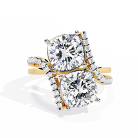 Modern Double Cushion-Cut Diamond Bypass Ring in Solid Gold | Pavé Statement Ring for Women