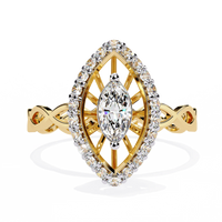 Marquise Diamond Infinity Halo Gold Ring – Elegant Vintage-Inspired Statement Ring