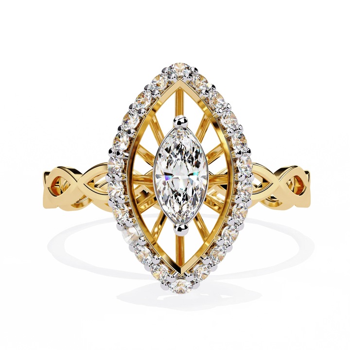Marquise Diamond Infinity Halo Gold Ring – Elegant Vintage-Inspired Statement Ring