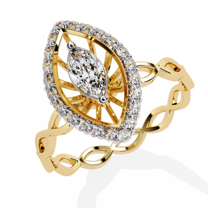 Marquise Diamond Infinity Halo Gold Ring – Elegant Vintage-Inspired Statement Ring