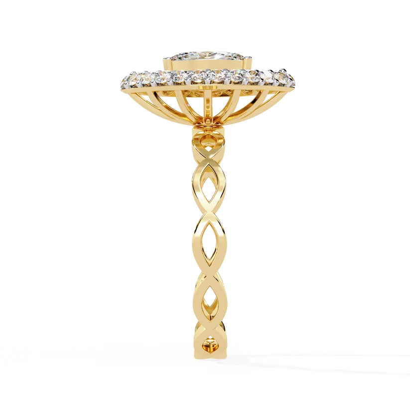 Marquise Diamond Infinity Halo Gold Ring – Elegant Vintage-Inspired Statement Ring