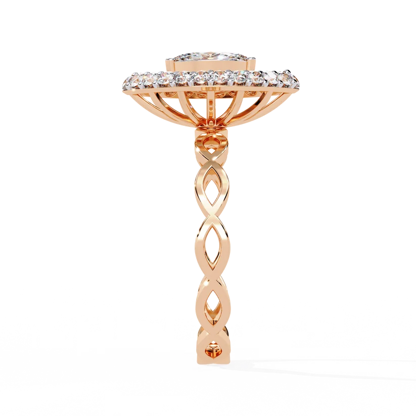 Marquise Diamond Infinity Halo Gold Ring – Elegant Vintage-Inspired Statement Ring