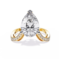 Pear-Shaped Diamond Split-Shank Gold Ring – Elegant Pavé Engagement Ring