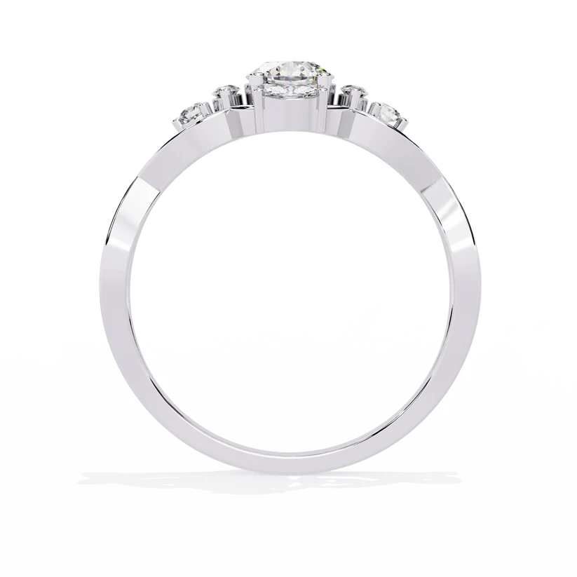 Elegant Infinity-Inspired Round Diamond Gold Ring – Intricate Diamond Accent Engagement Ring