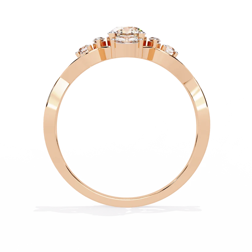 Elegant Infinity-Inspired Round Diamond Gold Ring – Intricate Diamond Accent Engagement Ring