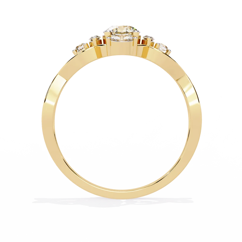 Elegant Infinity-Inspired Round Diamond Gold Ring – Intricate Diamond Accent Engagement Ring