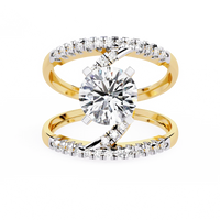 Twisted Infinity Diamond Solitaire Gold Ring – Brilliant Round Center Diamond with Pavé Band